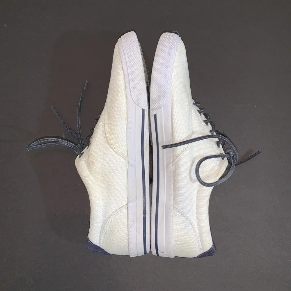 Polo Ralph Lauren Sneakers Mens Size 10.5D Vaughn White Canvas Lace Up Casual